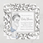 Elegant Blue Prince Baby shower Kaart (Voorkant / Achterkant)