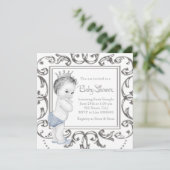 Elegant Blue Prince Baby shower Kaart (Staand voorkant)
