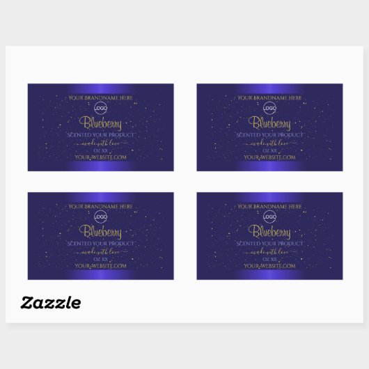 Elegant Blue Product Labels Soft Gold Glitter Logo (Vel)