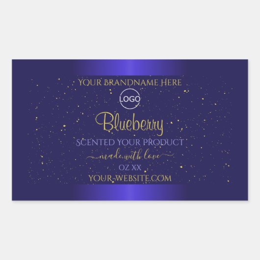 Elegant Blue Product Labels Soft Gold Glitter Logo (Voorkant)