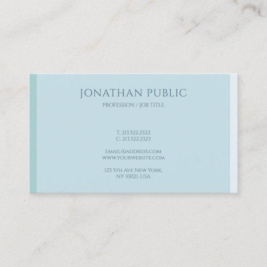 Elegant Blue Professional, moderne, eenvoudige Sja Visitekaartje (Voorkant)