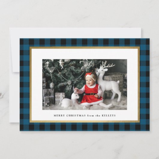Elegant Blue Pset Persoonlijke foto Feestdagenkaart (Voorkant)