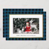 Elegant Blue Pset Persoonlijke foto Feestdagenkaart (Voorkant / Achterkant)