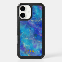 Elegant Blue, Purple, and Gold Marble Monogrammed 