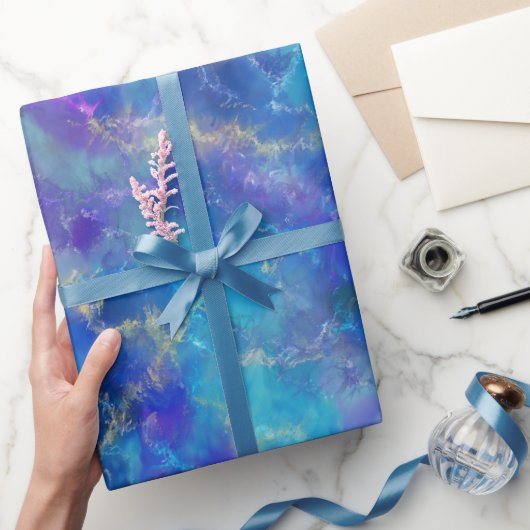 Elegant Blue, Purple, and Gold Marble Pattern Cadeaupapier (Geschenken)