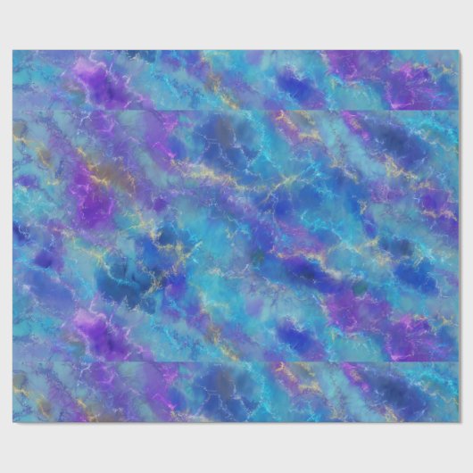 Elegant Blue, Purple, and Gold Marble Pattern Cadeaupapier (Vlak)