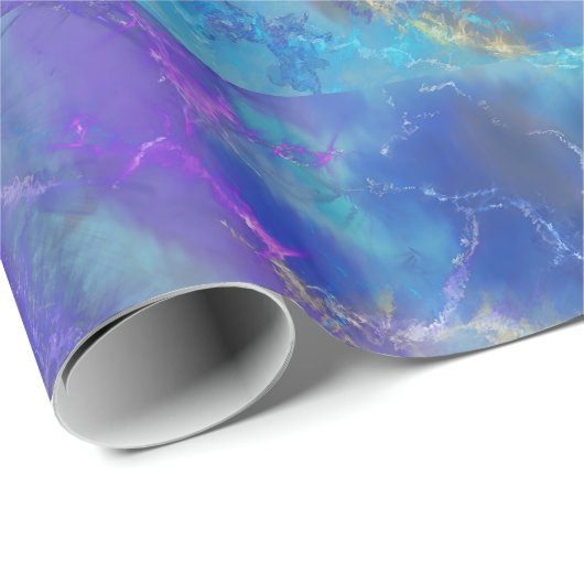 Elegant Blue, Purple, and Gold Marble Pattern Cadeaupapier (Rol Hoek)