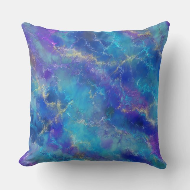 Elegant Blue, Purple And Gold Marble Pattern Kussen (Voorkant)