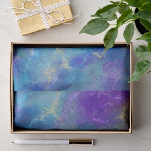 Elegant Blue, Purple, and Gold Marble Pattern Tissuepapier (Geschenk)