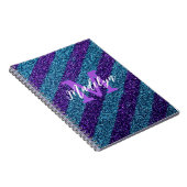 Elegant Blue &Purple Glitter Monogram Name  Notitieboek (Rechterzijde)