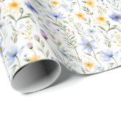 Elegant Blue Purple Watercolor Wildflower  Cadeaupapier (Rol Hoek)