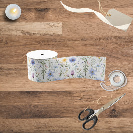 Elegant Blue Purple Watercolor Wildflower  Grosgrain Lint