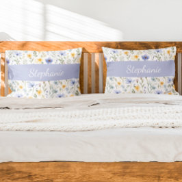 Elegant Blue Purple Watercolor Wildflower  Kussensloop