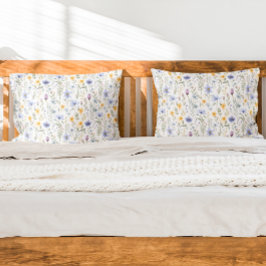 Elegant Blue Purple Watercolor Wildflower  Kussensloop