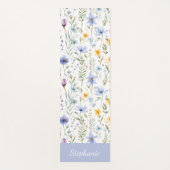 Elegant Blue Purple Wildflower Watercolor Name Yogamat (Voorkant)