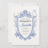 Elegant Blue Quinceanera 15th Birthday Kaart (Voorkant)