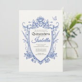 Elegant Blue Quinceanera 15th Birthday Kaart (Staand voorkant)