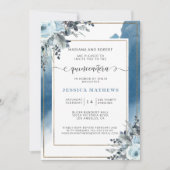 Elegant Blue Quinceañera Waterverf en Bloemen Kaart (Voorkant)