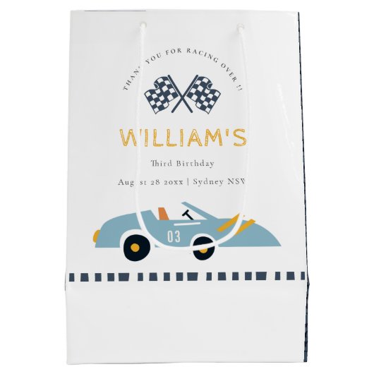 Elegant Blue Race Kinderen elke dag van de leeftij Medium Cadeauzakje (Achterkant)