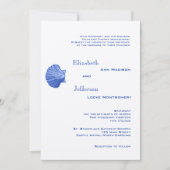 Elegant Blue Rattan Seashell Wedding Uitnodiging (Voorkant)