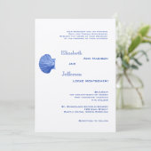 Elegant Blue Rattan Seashell Wedding Uitnodiging (Staand voorkant)