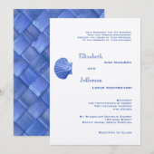 Elegant Blue Rattan Seashell Wedding Uitnodiging (Voorkant / Achterkant)
