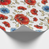 Elegant Blue-, Red- en Gold Herdenking Poppies Cadeaupapier (Hoek)