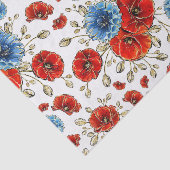 Elegant Blue-, Red- en Gold Herdenking Poppies Tissuepapier (Detail)