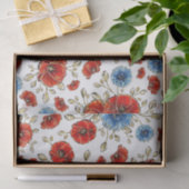 Elegant Blue-, Red- en Gold Herdenking Poppies Tissuepapier (Geschenk)