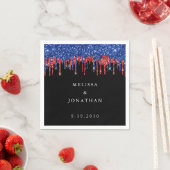Elegant Blue Red Glitter bestuurt het patriottisch Servet (Insitu)