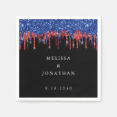 Elegant Blue Red Glitter bestuurt het patriottisch Servet (Voorkant)