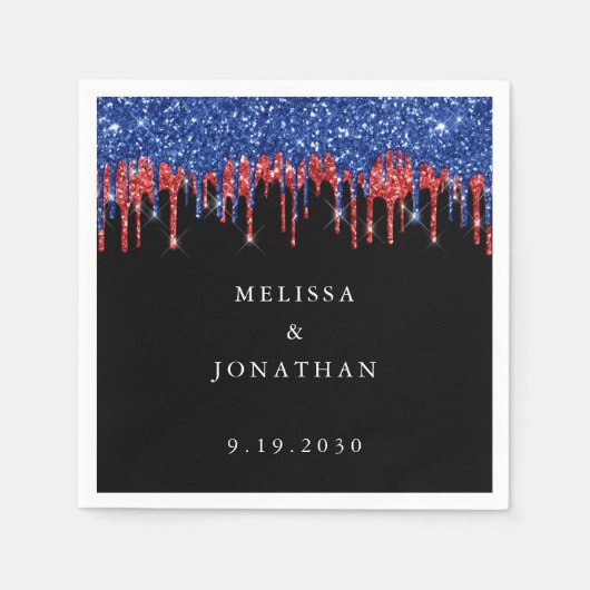 Elegant Blue Red Glitter bestuurt het patriottisch Servet (Voorkant)