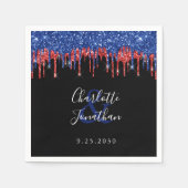 Elegant Blue Red Glitter bestuurt het patriottisch Servet (Voorkant)