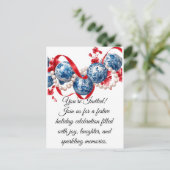 Elegant Blue & Red Holiday Invitation Invitation Briefkaart (Staand voorkant)