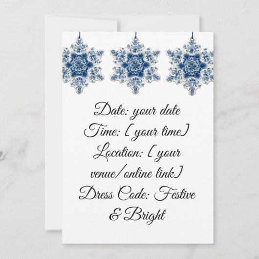 Elegant Blue & Red Holiday Invitation Invitation Kaart (Achterkant)