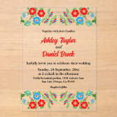 Elegant Blue Red Roses Botanical Floral Wedding Acryl Uitnodigingen (Voorkant)
