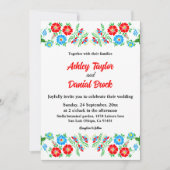 Elegant Blue Red Roses Botanical Floral Wedding Kaart (Voorkant)