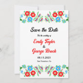 Elegant Blue Red Roses Botanical Floral Wedding Save The Date (Voorkant)