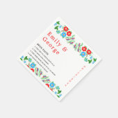 Elegant Blue Red Roses Botanical Floral Wedding Servet (Hoek)