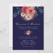 Elegant blue red rozen huwelijksuitnodiging kaart (Voorkant)