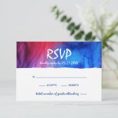 Elegant Blue Red Waterverf Fire and Ice Wedding RSVP Kaartje (Staand voorkant)