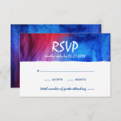 Elegant Blue Red Waterverf Fire and Ice Wedding RSVP Kaartje (Voorkant / Achterkant)