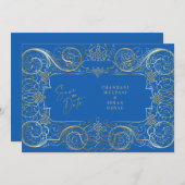 Elegant Blue Regal Gold Wedding Save the Date (Voorkant / Achterkant)