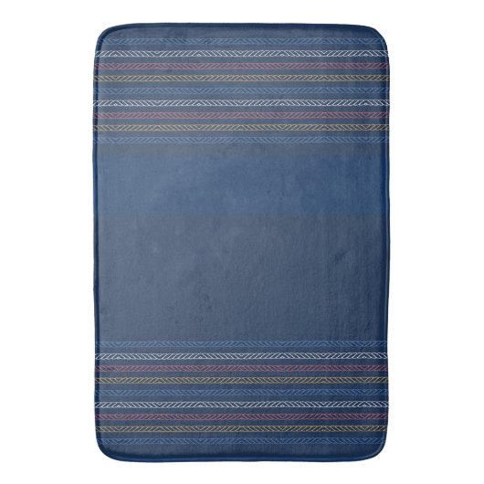 Elegant Blue Regatta Striped Border Badmat (Voorkant Verticaal)