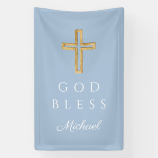 Elegant Blue Religious Cross Boy God Bless Spandoek