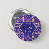 Elegant Blue Renaissance Arts and Crafts Ronde Button 5,7 Cm (Voorkant /achterkant)