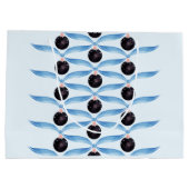 Elegant Blue Ribbon and Black Ornament Gift Bag Groot Cadeauzakje (Achterkant)