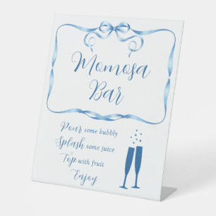 Elegant Blue Ribbon Momosa Bar Pedestal Sign Reclamebord Met Voetstuk