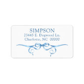 Elegant Blue Ribbon Return Address Label (Voorkant)