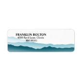 Elegant Blue Rolling Mountains Return Address Etiket (Voorkant)
